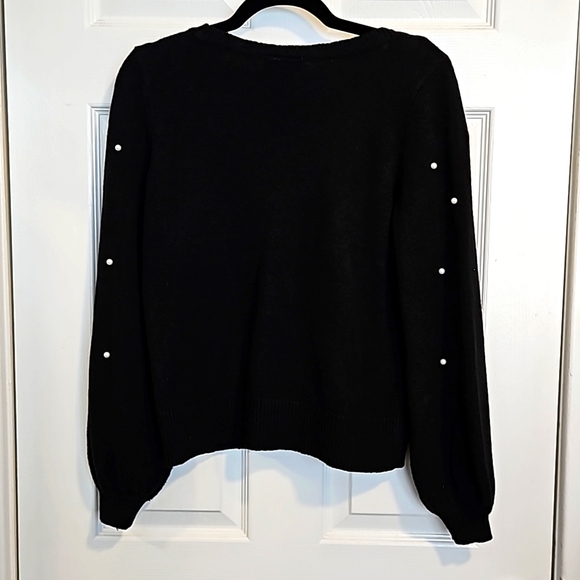 Loft, black, sweater, with faux pearls. Size S. - Picture 2 of 6
